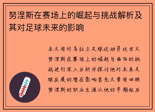努涅斯在赛场上的崛起与挑战解析及其对足球未来的影响